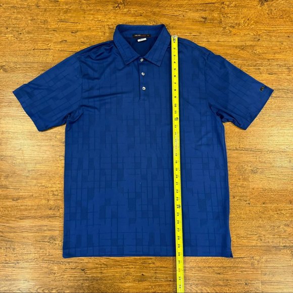 Nike Dri-Fit Blue Tiger Woods Geometric Stripe Performance Golf Polo Shirt Men L - Picture 8 of 9